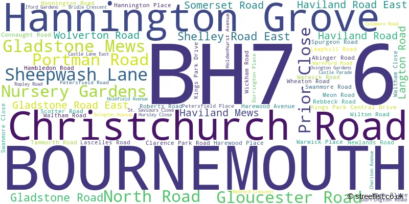 A word cloud for the BH7 6 postcode